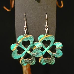 2/$20 St. Patrick's Day Wood Cut-Out Clover Earrings